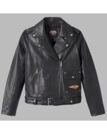 Women's 120th Anniversary D-Pocket Biker Leather Jacket - Black