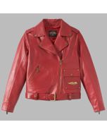 Women's 120th Anniversary D-Pocket Biker Leather Jacket - Merlot