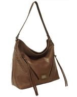 Harley-Davidson® Women's Tan Buffalo Hide Hobo Handbag | Antique Nickel Embellishments - WB7402L-TAN
