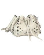 HARLEY-DAVIDSON® WOMEN'S HEAVY METAL LEATHER DRAWSTRING CROSSBODY PURSE - CREAM
